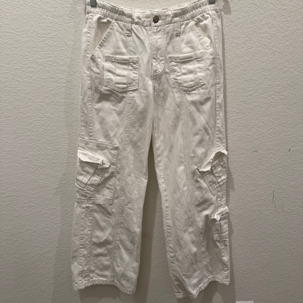 BDG Urban Outfitters White Y2K Cargo Pants Small Straight Leg Utility Denim